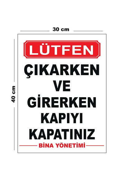 Lucena Close the Door When Entering and Leaving Metal Construction Site Management 30cm X 40cm A3 Size Warning Sign