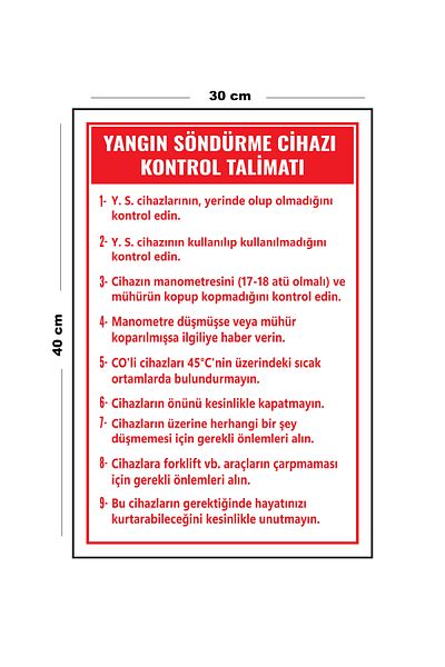 Lucena Metal Fire Extinguisher Control Instruction 30 cm X 40 cm A3 Size Warning Sign Direction