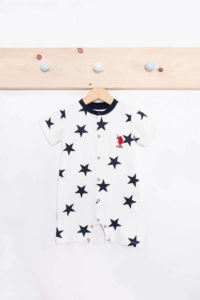 U.S. Polo Assn. Baby Boy Cream Jumpsuit