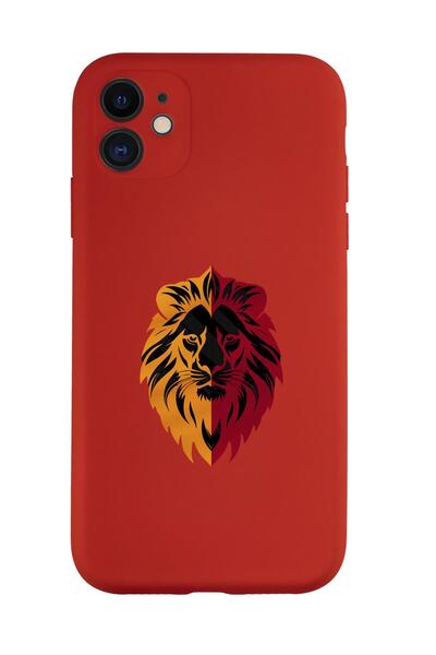 mooodcase iPhone 11 Uyumlu Sarı Kırmızı Aslan Desenli Kamera Korumalı Premium Silikonlu Telefon Kılıfı