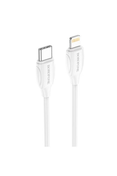 Borofone USB Type-C / Lightning USB-C Data and Charging Cable for iPhone 14 13 12 11 Pro Max Mini 2 M - White