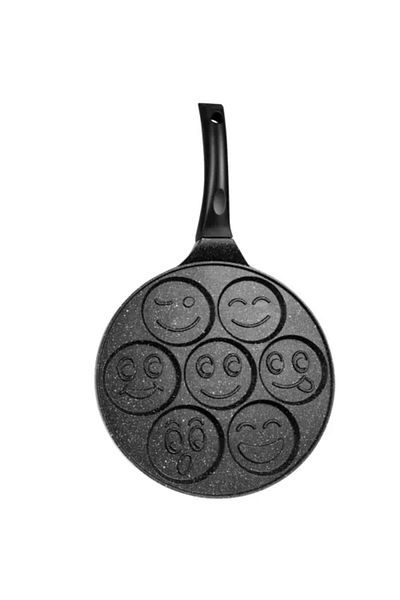varioshop Non-Stick Aluminum Pancake Pan With Fun Emoji Patterns