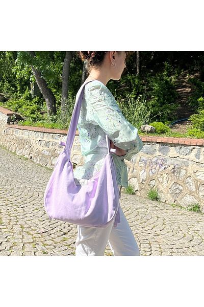 RONASBAG Bow Bag Lilac Women's Lined Baguette Handle Bag with Bow Detail Inside Compartment