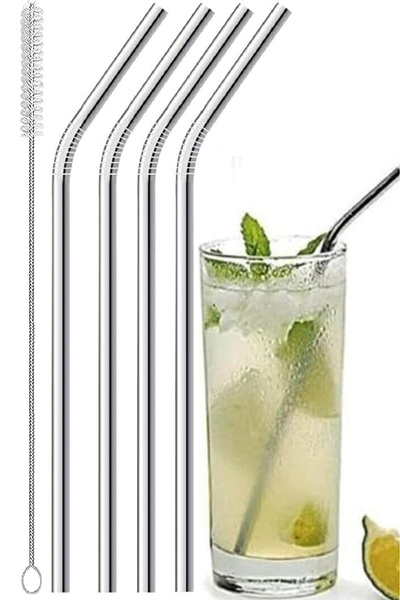 isometric 5 Parça Set Paslanmaz Çelik Pipet Ve Temizlik Fırçası Pratik Ürünle...