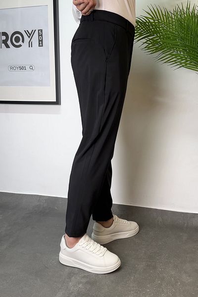 ROY501 Carrot Cut Men's Boyfriend Pants Elastic Waist Short Leg Pants Men's Parachute Pants