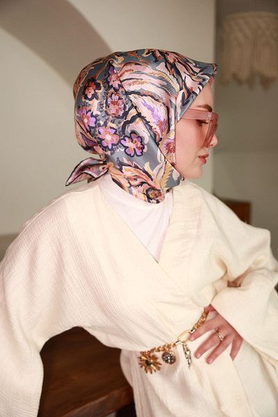 Silk Home Tivil Silk Scarf 11469-02 Baby Blue Mixed Pattern
