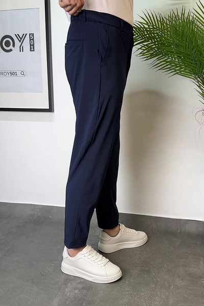 ROY501 Carrot Cut Men's Boyfriend Pants Elastic Waist Short Leg Pants Men's Parachute Pants