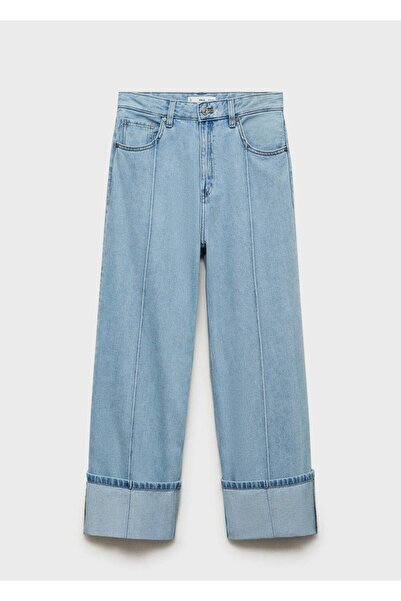 MANGO Woman Paçaları kıvrık wideleg jean