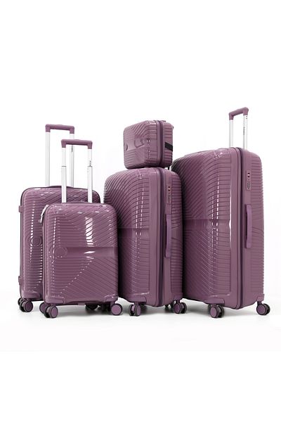 Fancl Hardshell Luggage Trolley 4 pcs Set + Makeup - PURPLE