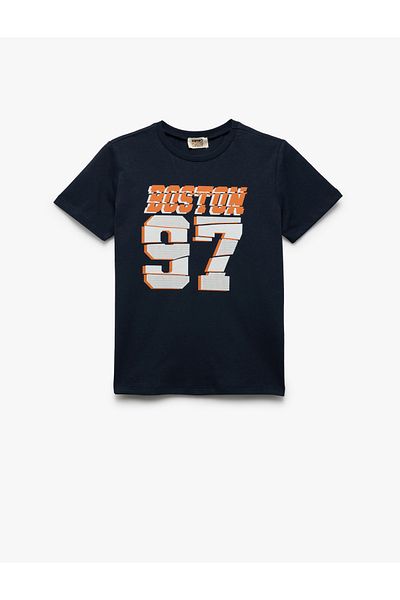 Koton New Season Cotton Crew Neck Short Sleeve Printed T-Shirt