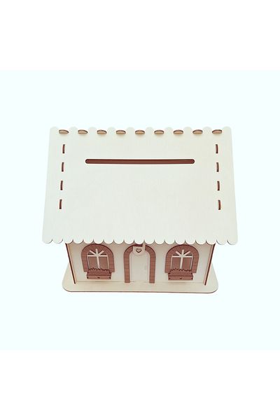 decochic Cutie dar pentru nunta din lemn, cutie bani nunta, cutie casa pentru evenimente 37x33x32CM
