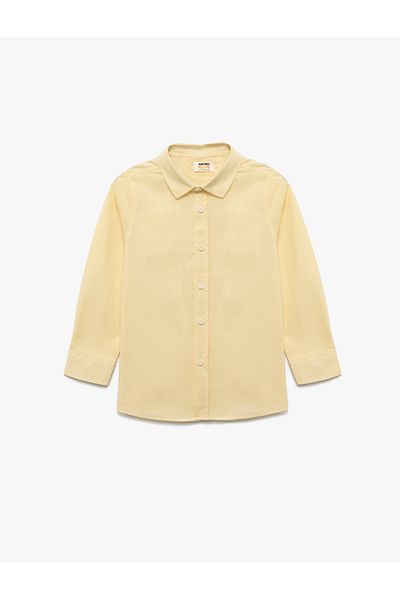 Koton New Season Cotton Long Sleeve Buttoned Basic Shirt