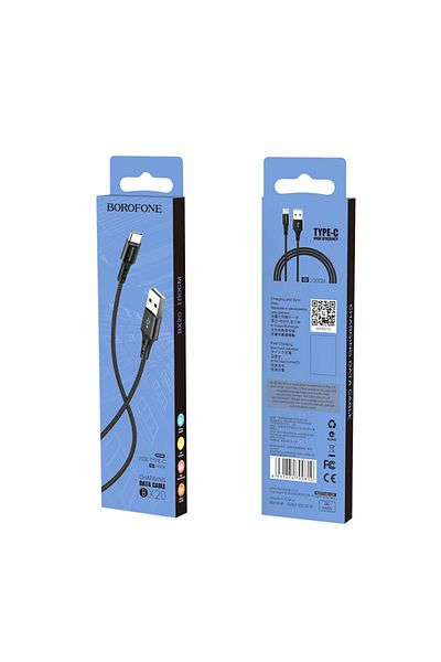 Borofone BX20 Enjoy USB to USB Type-C Data and Charging Cable, 1 m, 2A, Black