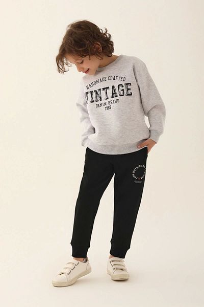 Rolypoly Vintage Denim Brand Gray Boys' Tracksuit Set