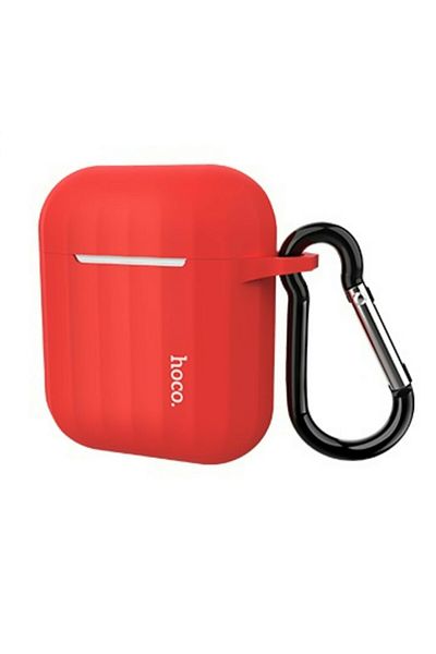 Hoco Protective Case + Carabiner + Silicone Lanyard For AirPods 1 / 2 (Red) - Hoco