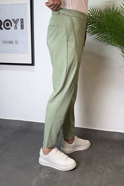 ROY501 Carrot Cut Men's Boyfriend Pants Elastic Waist Short Leg Pants Men's Parachute Pants