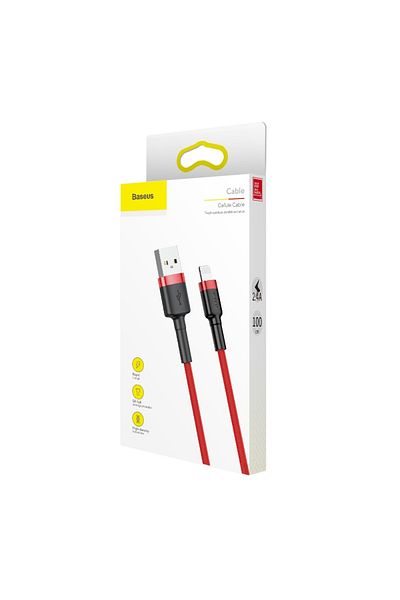 Baseus Lightning Cable for iPhone 14 13 12 11 Pro Max, QC3.0 2.4A 1M, Baseus Cafule Durable Nylon - Red
