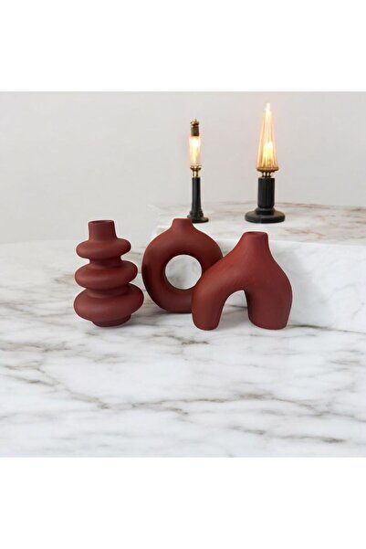 lambader Minimal Üçlü Süs Takım, Vazo, Ev Dekorasyon Ürünü, Hediyelik Ev Eşyası, Biblo Süs (10CM)