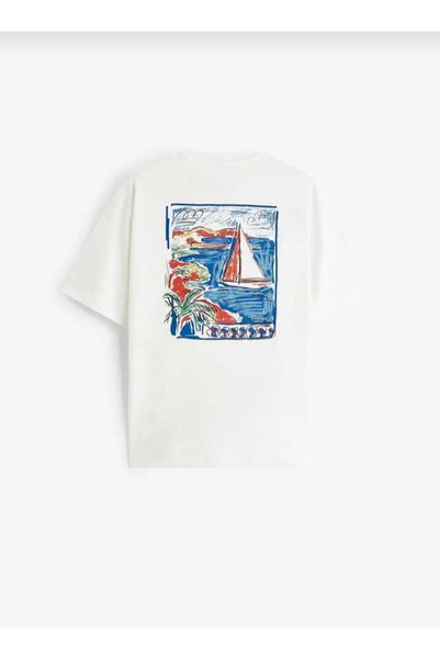 libukes Crew Neck Le Vieux Printed Oversize T-Shirt