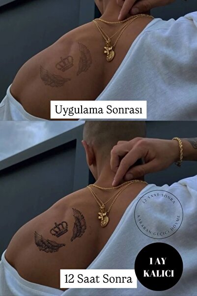 incebeltayt 12 Saat Sonra Kararan Geçici Dövme Kanat Ve Taç