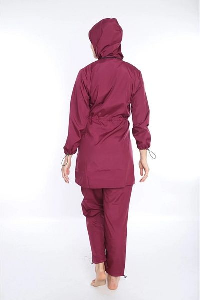 TUTUYA TEXTIL Large Size 4 Piece Hijab Swimsuit with Tie Detail, Zippered Suit