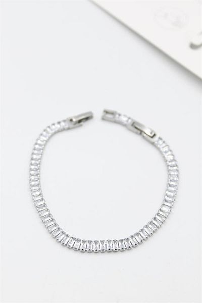 Royaleks Baguette Stone Waterway Bracelet - Silver