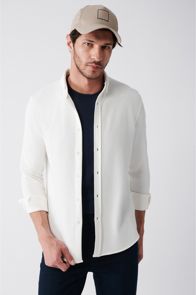 Avva Men's White Easy-Iron Cotton Shirt A31Y2016