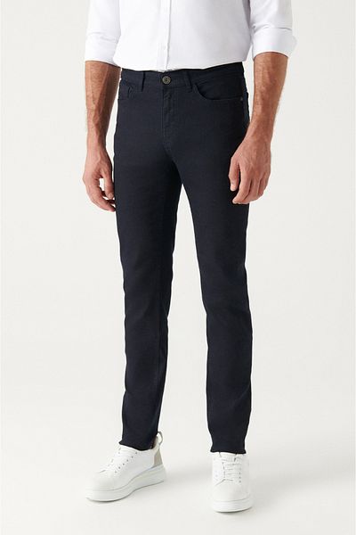 Avva Marineblaue Basic-Hose mit 5 Taschen für Herren E 003014