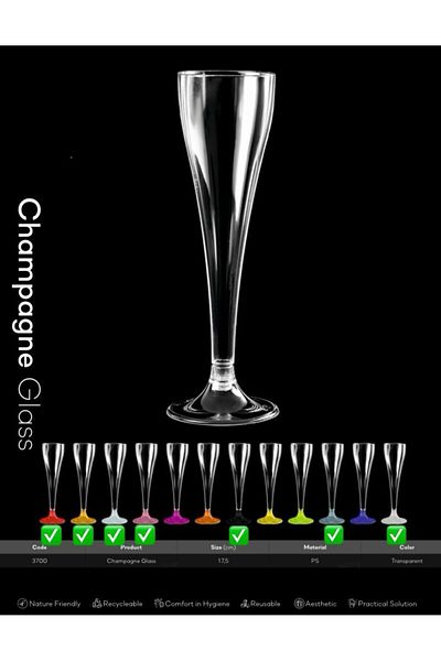 KENT White Plastic Set of 6 Glasses for Sherbet, Champagne and Wine (Goblet)