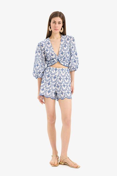 DeFacto Patterned Embroidered Brode Beach Top-Fall in Love C6172Ax25Sm