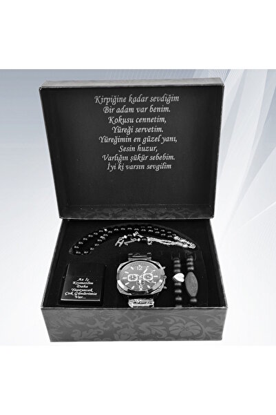 HediyesiBizden KİŞİYE ÖZEL ERKEK HEDİYE SETİ (SAAT-TESBİH-ÇAKMAK-BİLEKLİK)