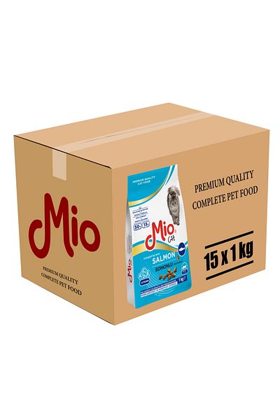 MİO Dry cat food 15 Kg❤️ Box 15 Bags of pellets x 1 Kg Mio Cat cat food⭕ adult salmon