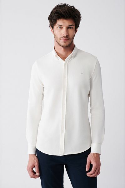 Avva Men's White Easy-Iron Cotton Shirt A31Y2016