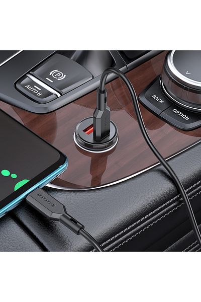 Borofone Încărcător auto pentru telefon sau tabletă, USB tip C PD 20w QC 3.0, cablu de tip C la tip C de 18w, inclus