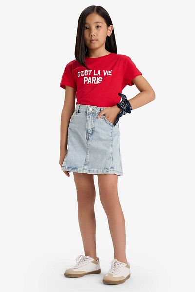 DeFacto Girl's Crew Neck Printed Short Sleeve T-Shirt E5894A825Sm
