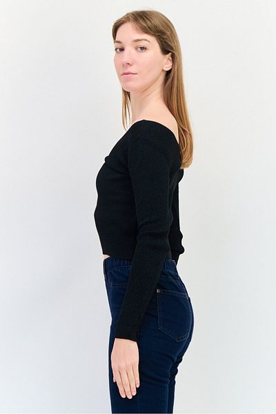 DeFacto Women V-neck Metallic Sweater, Black