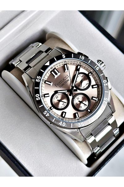 Ferrucci Silver Color Function Sport Steel Band Men Wristwatch + Bracelet