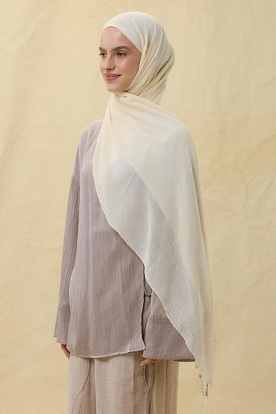 Fenza Lily Cream Fringe Tassel Cotton Shawl