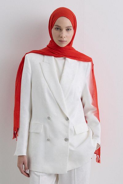 Fenza Lilyum Coral Fringe Tassel Cotton Shawl