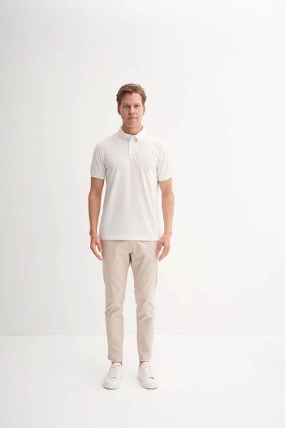 Cazador Ανδρικό μπλουζάκι Polo Neck Ecru 4077