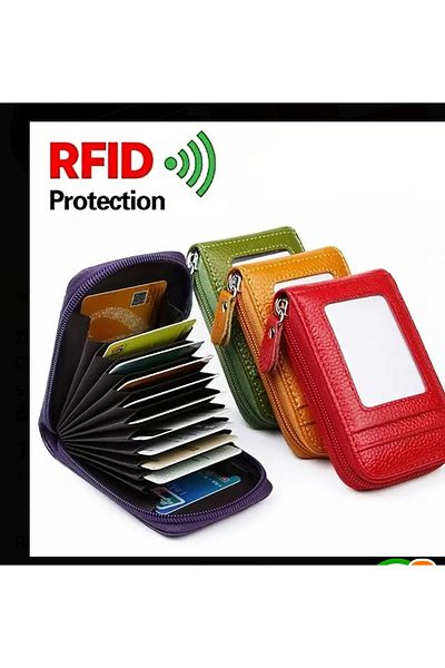 ORGANICYOU Yiwu Zipper Credit Card Holder, Rfid Blocking Clutch Wallet
