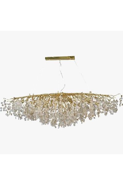 Btm Modern chandelier, golden body, white sharks, rectangular, 120 cm