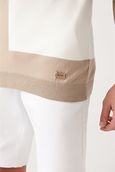 Avva Pánské triko z norkové bavlny s barevným blokem Polo límec A31Y5126