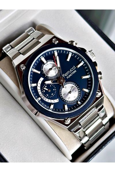Ferrucci Silver Color Sport Elite Function Guaranteed Men's Wrist Watch + Bracelet