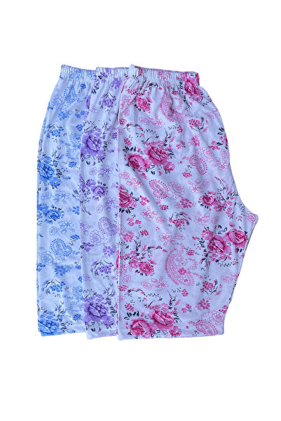 urumbay 3'lü Kadın Penye Diz Üstü Desenli Şort 2XL