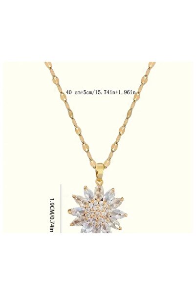 stainless steell VİP titanyum altın kaplama ayçiçeği model kolye