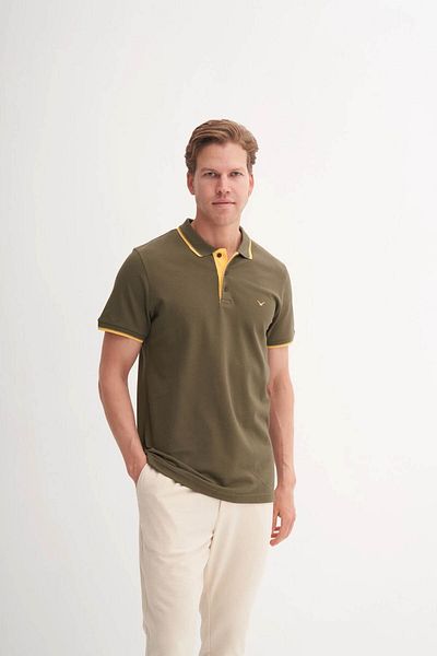Cazador Ανδρικό μπλουζάκι Polo Neck Khaki 4614