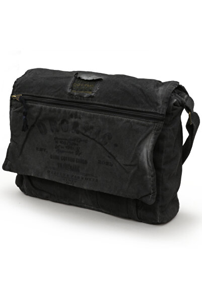 DARK COTTON 8128 Geantă casual din pânză pentru umăr, negru, antracit, pentru...