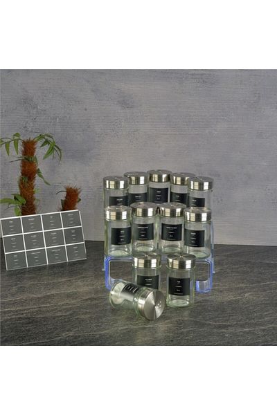 kitchenboost Glass Spice Shaker Set - 12 Pcs Salt Shaker Pepper Shaker Spice Shaker Set 80 Ml.
