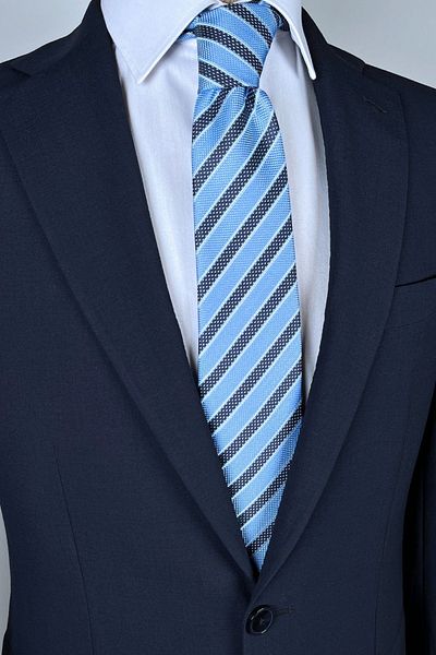 1001 Kravat Blue Striped 8 cm Wide Tie